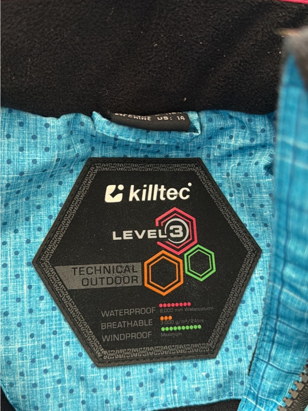 Kids Waterproof Teal Hooded Raincoat by Killtec - Picture 4 of 5